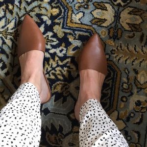 Leather Mule Slides in Dark Cedar Brown Size 10